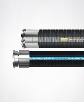 Flange connection vs. quick connector: 8-inch rubber hose